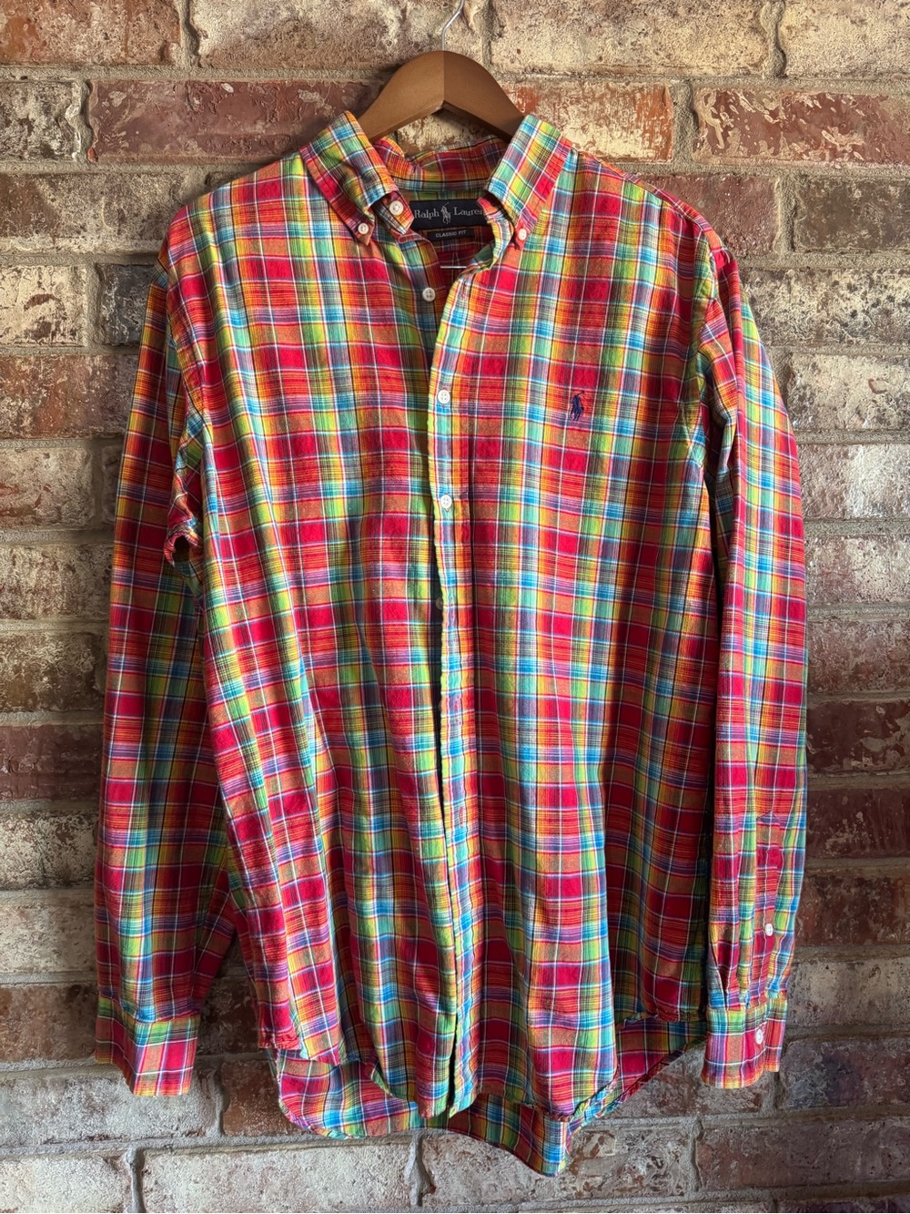 Ralph Lauren Button-Down Plaid Men's Shirt in Red Multicolor